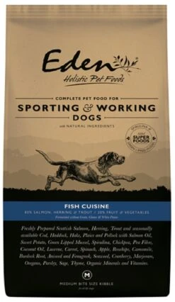 Eden 80/20 Fish Cuisine Working And Sporting Dry Dog Food Medium Kibble - 15Kg By Eden