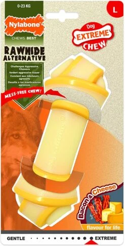 Nylabone Chew Rawhide Knot Bone Toy For Dogs- Large - Bacon Cheese Flavour By Nylabone