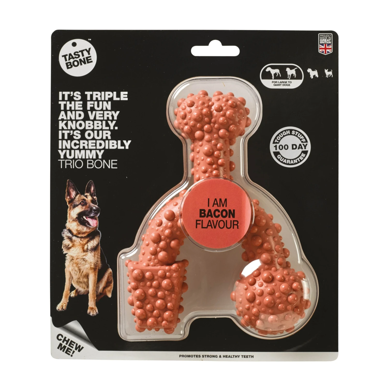 TastyBone Nylon TrioBone Bacon Flavoured Chew For Large Dogs - 426g By TastyBone 3 TastyBone Nylon TrioBone Bacon Flavoured Chew For Large Dogs - 426g By TastyBone