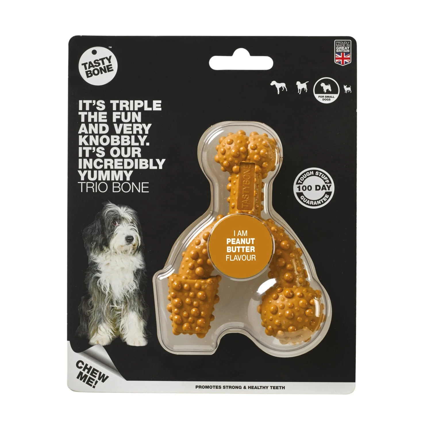 TastyBone Nylon TrioBone Peanut Butter Flavoured Chew For Small Dogs - 165g By TastyBone 3 TastyBone Nylon TrioBone Peanut Butter Flavoured Chew For Small Dogs - 165g By TastyBone