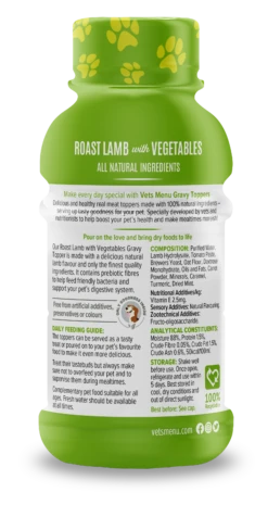 Vets Menu Lamb Gravy Topper For Dogs - 250ml By Vets Menu -Deals Happy Paw Food Store Vets Menu Lamb Gravy Topper For Dogs 250ml 2