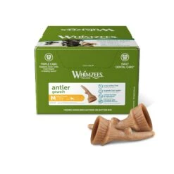 Whimzees Antler Medium Dental Dog Treats - Bulk Pack By Whimzees -Deals Happy Paw Food Store Whimzees Antler Medium Dog Treats Bulk Box of 66 2